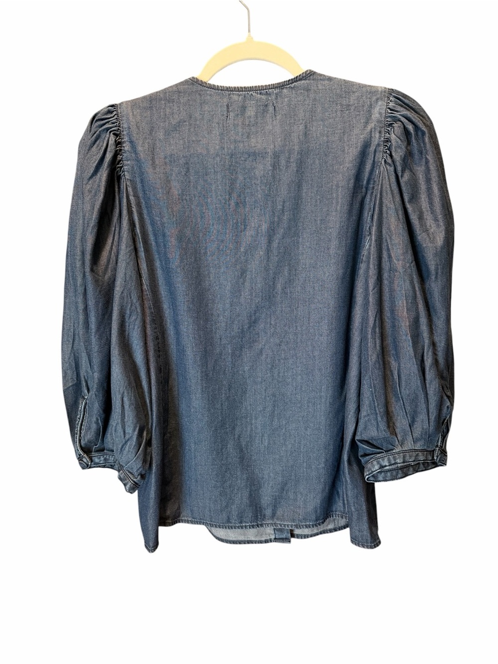 Madewell Indigo Denim Puff-Sleeve Button Front Top - Picture 4 of 6